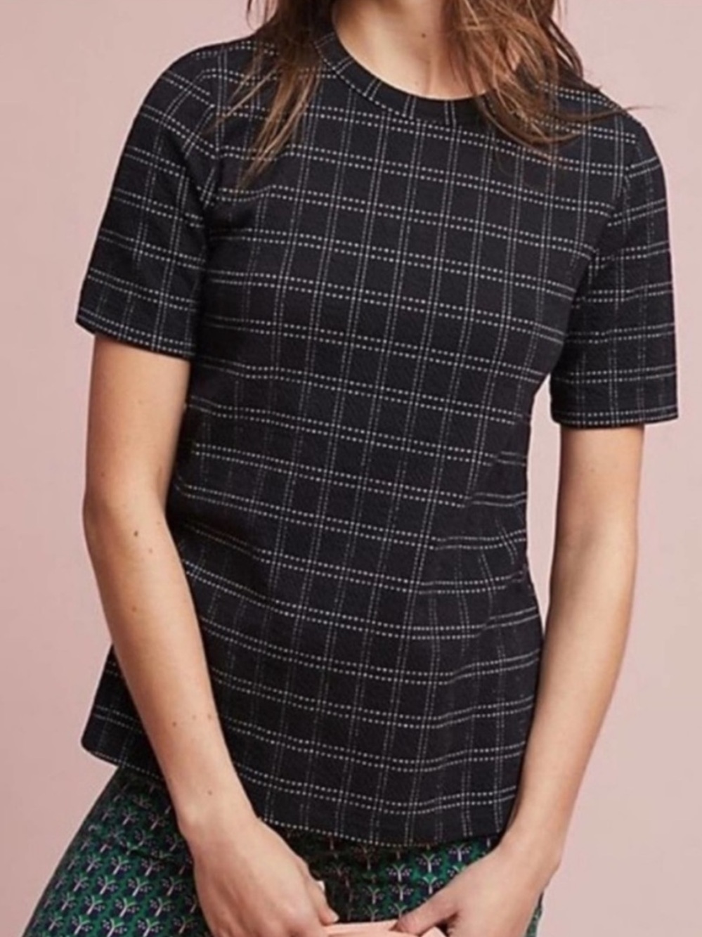 Anthropologie Postmark Keisha Grid Print Structured Top